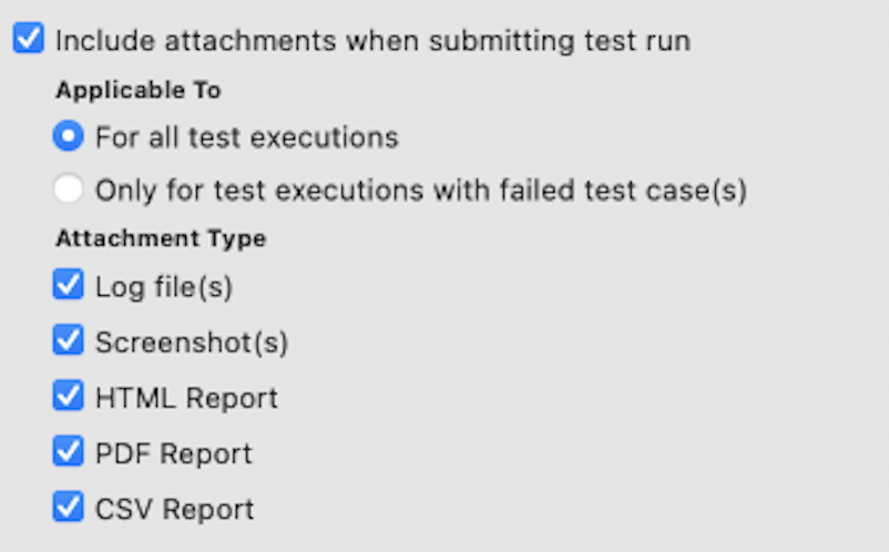 Include attachments and select formats