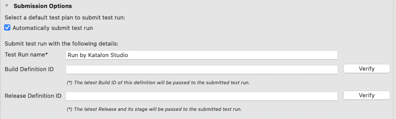 Submission options