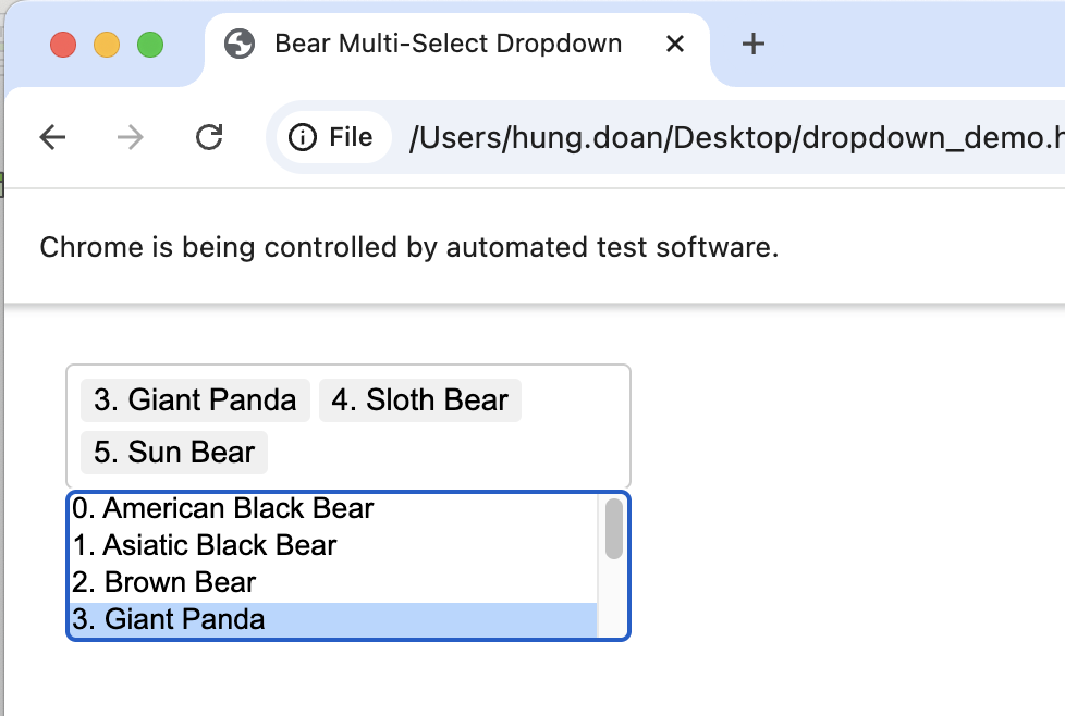 selecting 3 items in a dropdown list