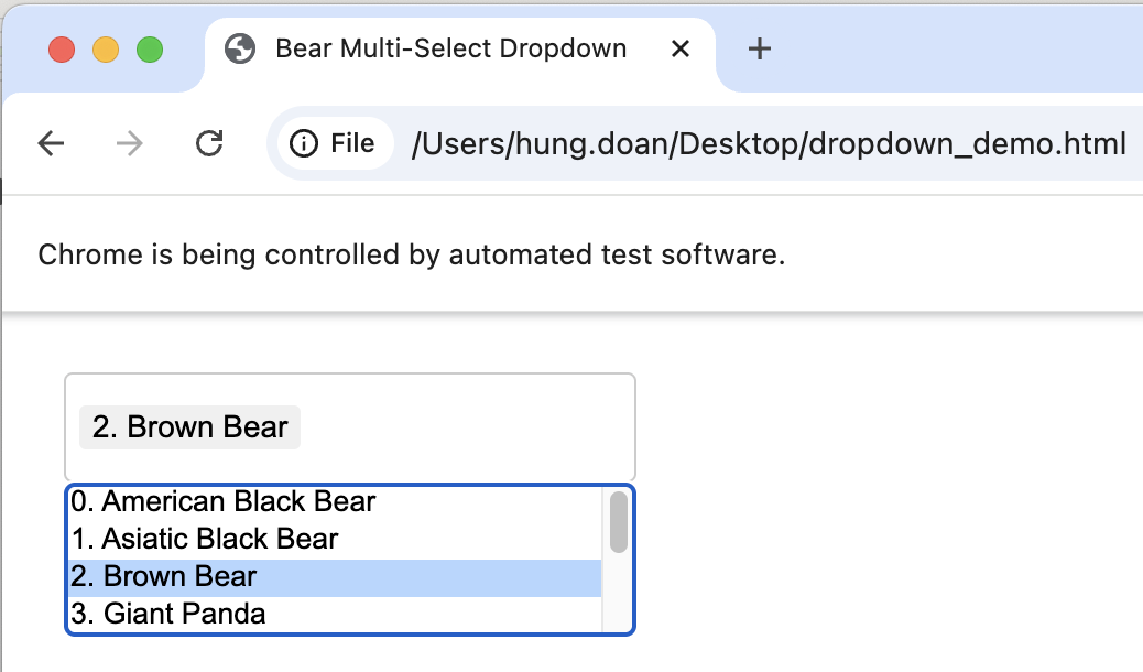 selecting the second item by index