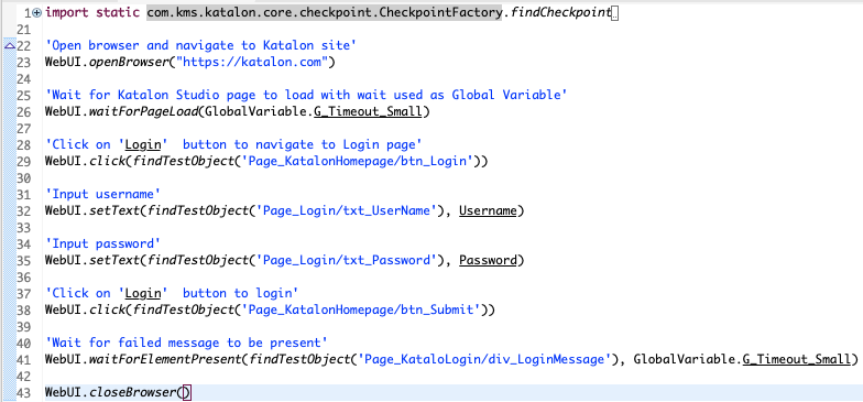 Test script with wait keywords