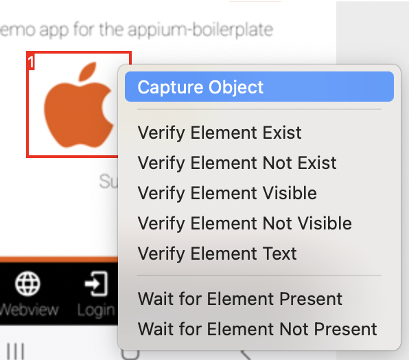 Right-click on the element and select Capture Object