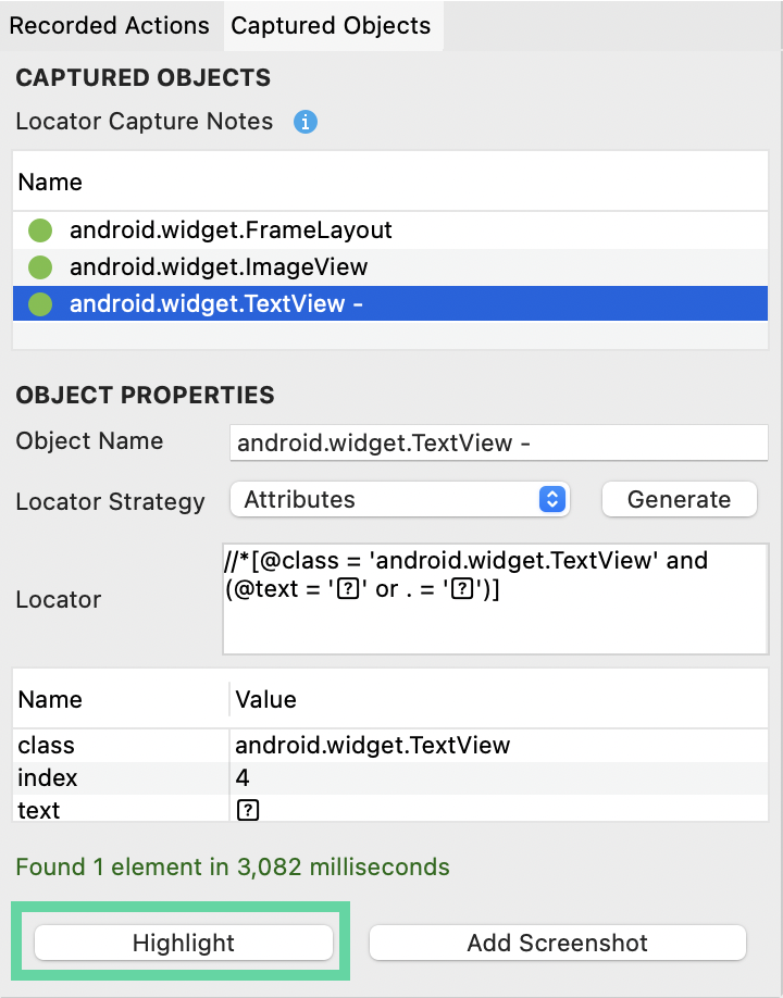 Right-click on the element and select Capture Object