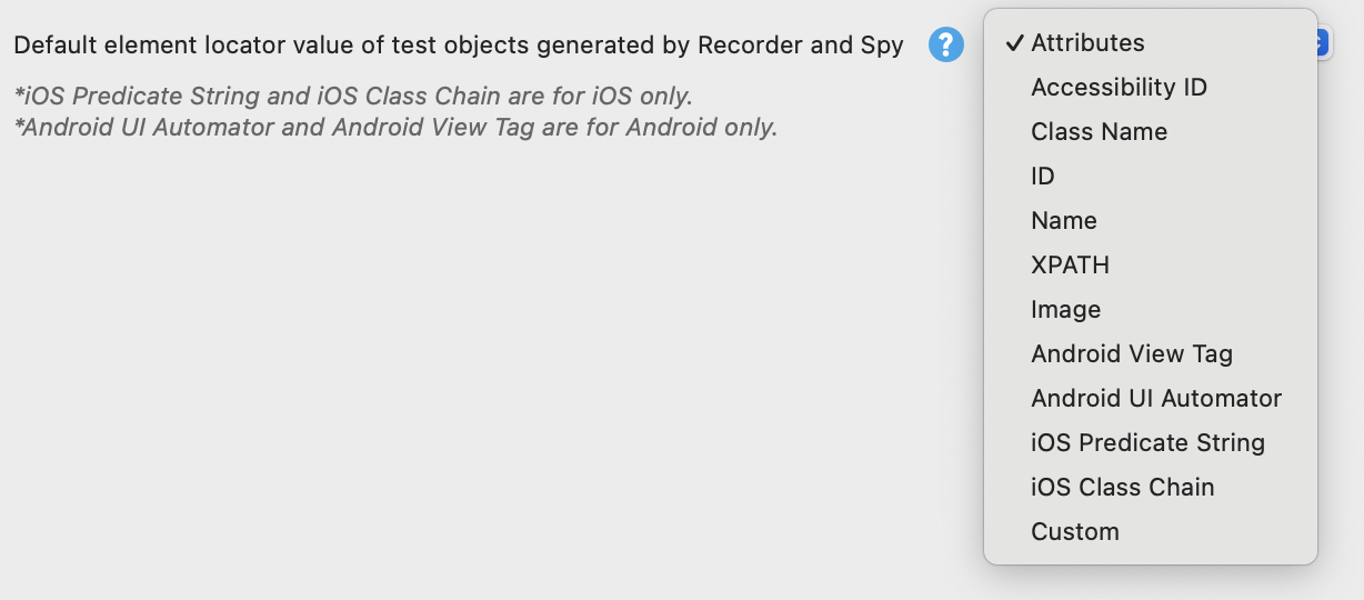 Set the default locator type for mobile object generation