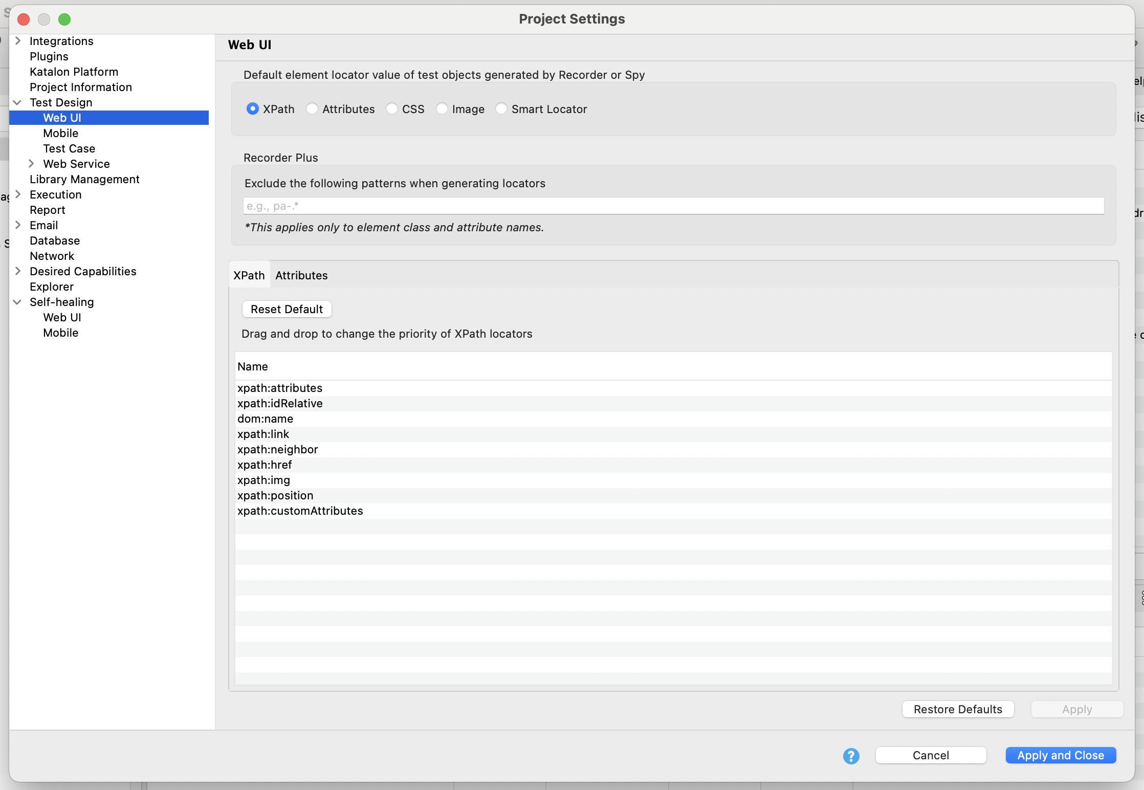 Configure Test Design for WebUI