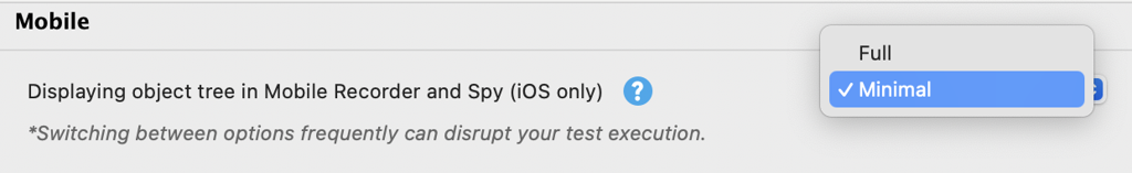 mobile recorder object tree settings