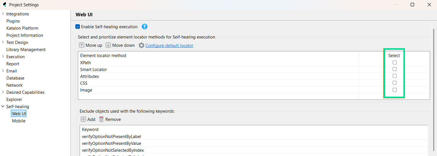 turn off classic web self healing