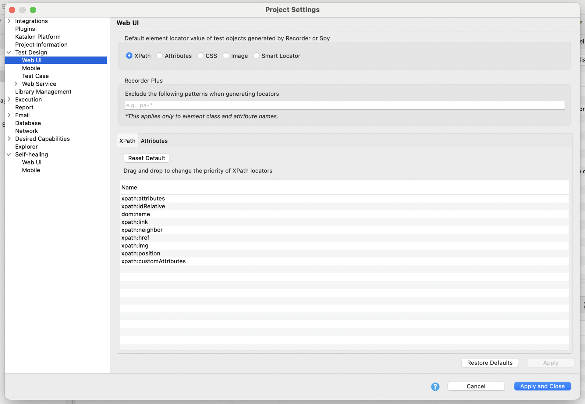 web classic self healing