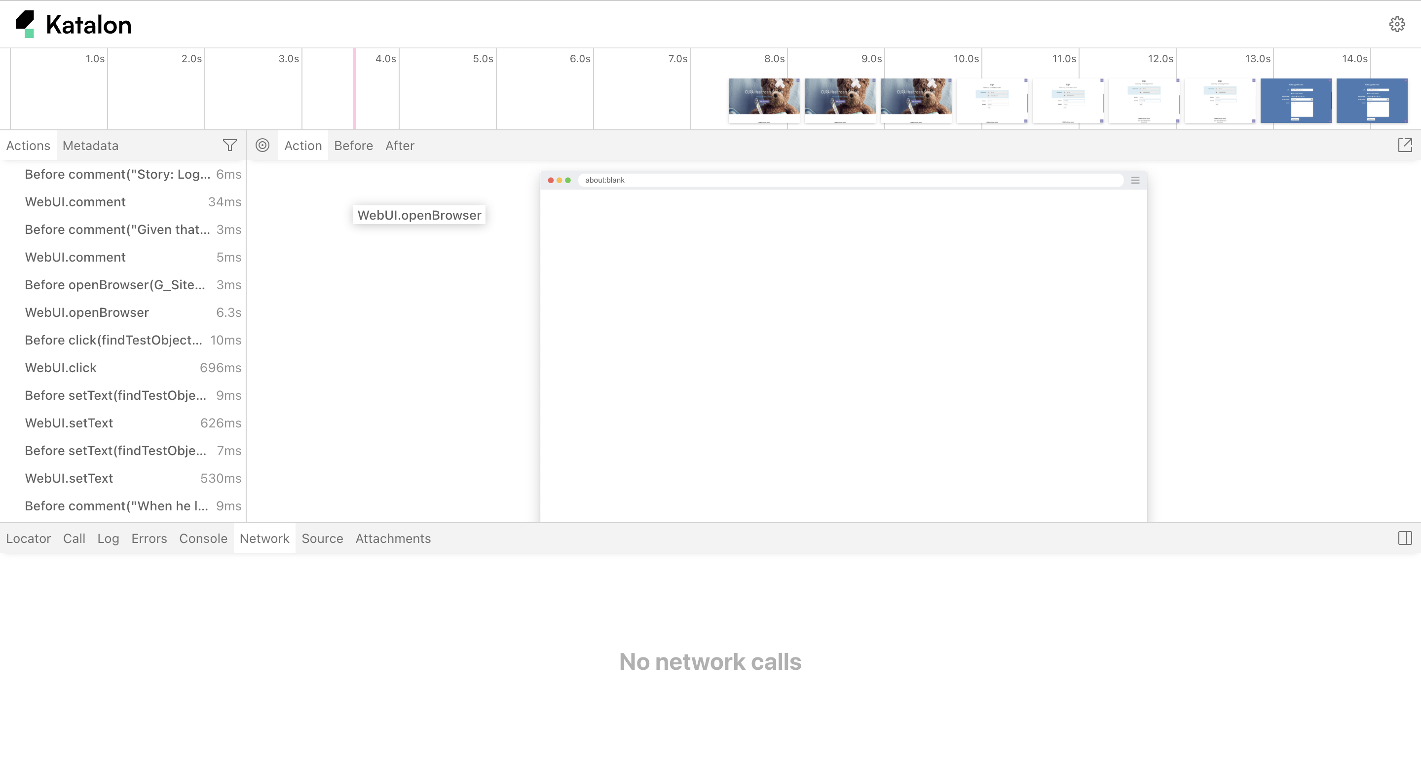 katalon studio tracer in action