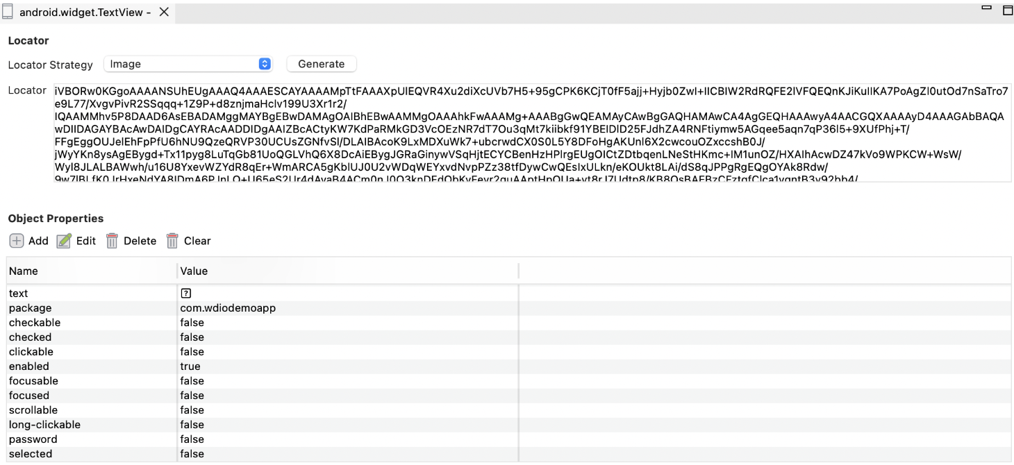 The image locator is now added to your mobile test object