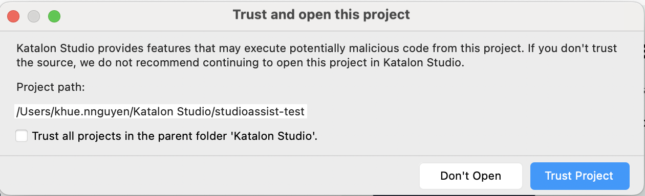 Trust dialog studio assist
