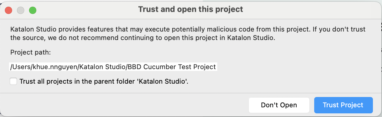 trust dialog popup