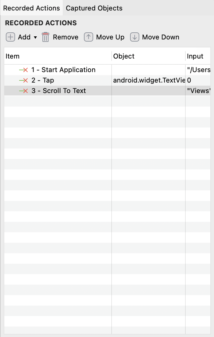 View and edit Recorded Mobile Actions