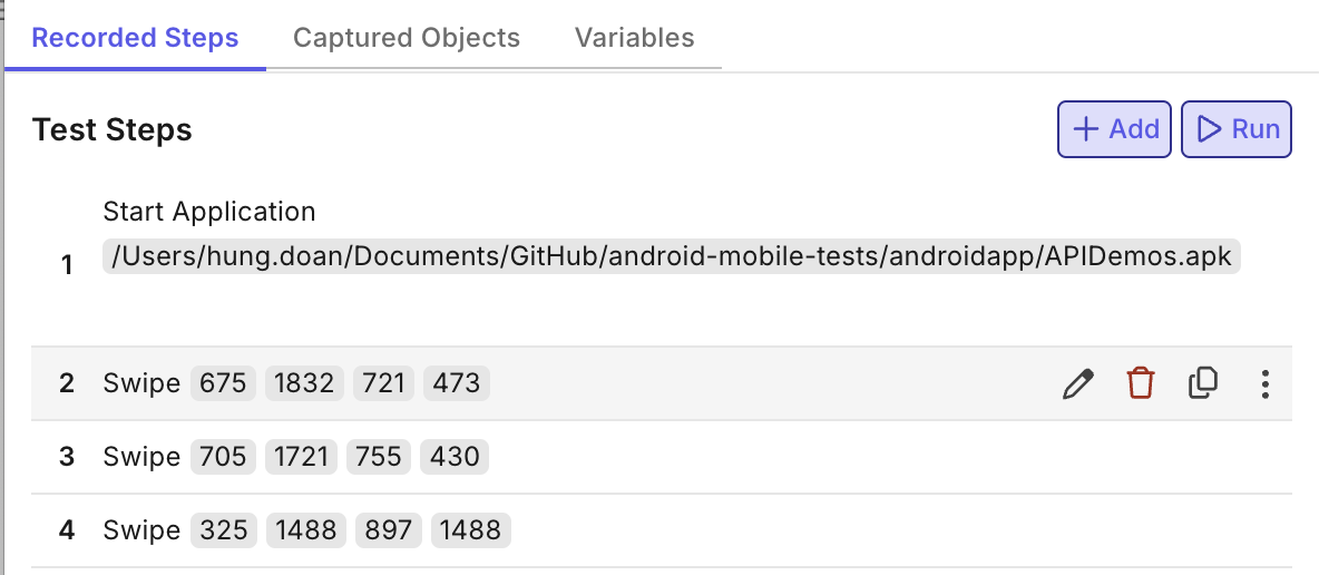 katalon studio smart mobile recorder test steps editor
