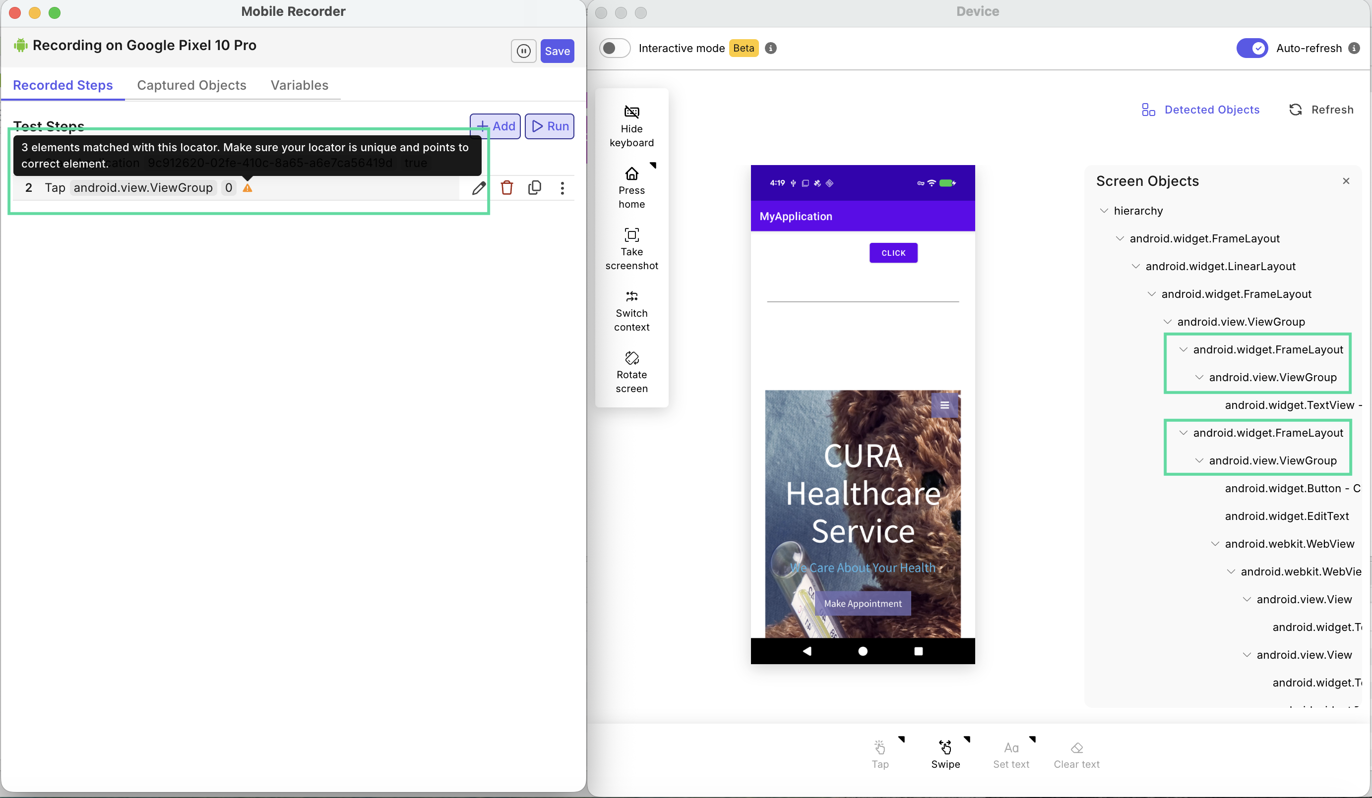 smart mobile locator matching multiple elements