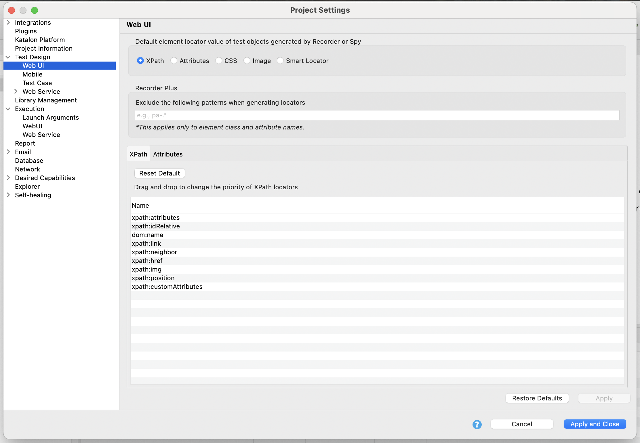 Selection methods for Web objects
