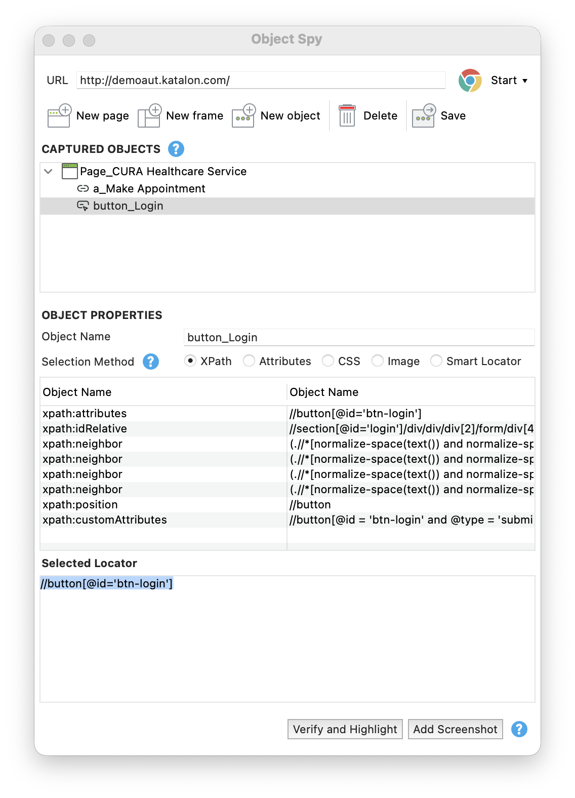 Captured objects with XPath locators