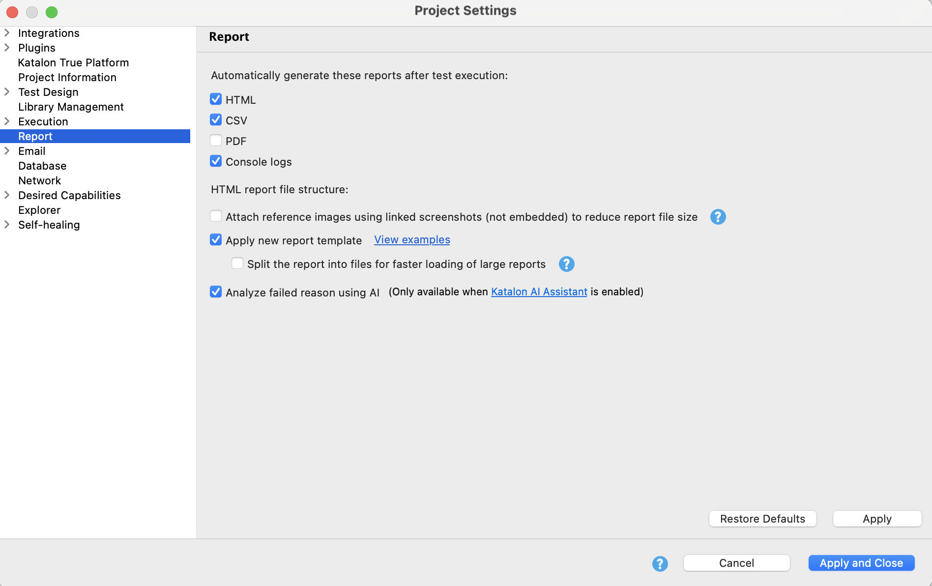 Enable HTML AI failure analysis