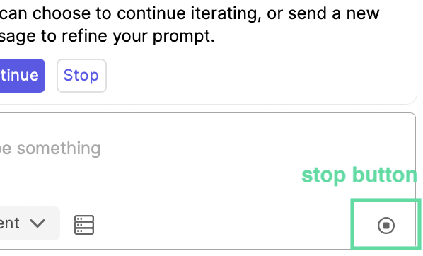 button to stop the agent from working