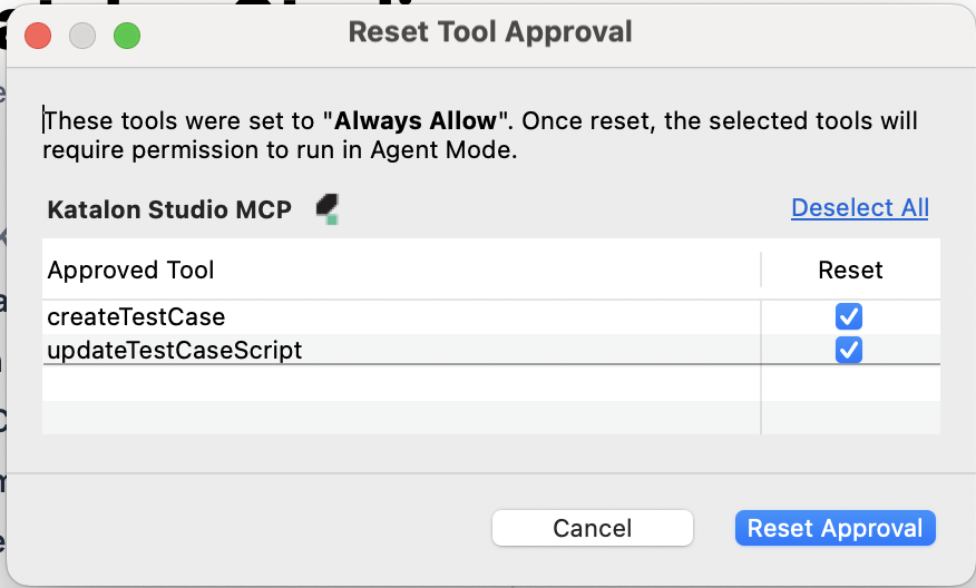 prompt that list MCP tools user granted auto access