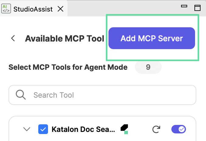 button for adding an MCP server