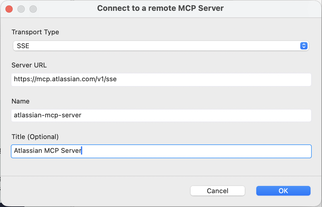 studioassist add new mcp server fields to fill in