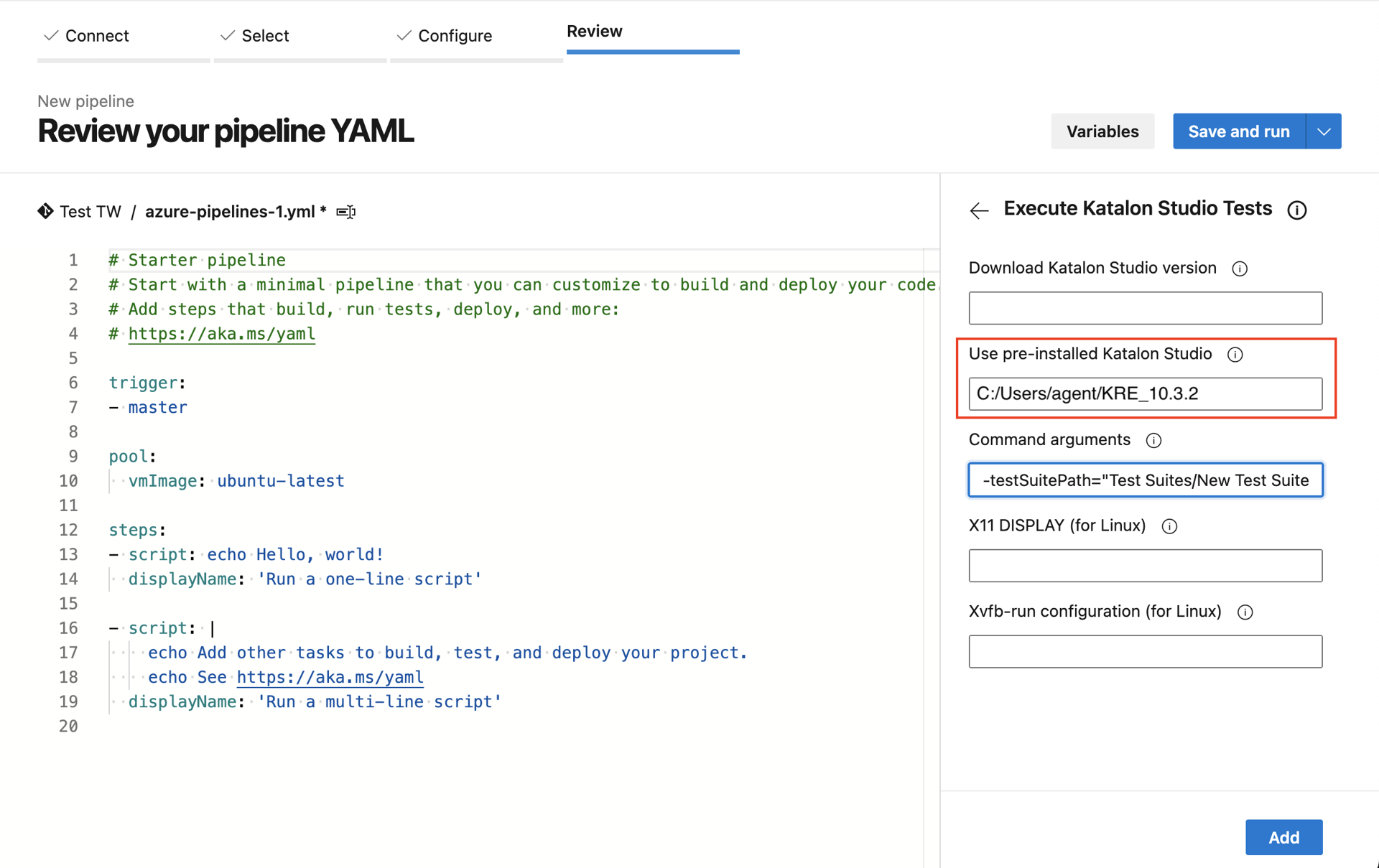 Configure pre-installed KRE in Azure DevOps