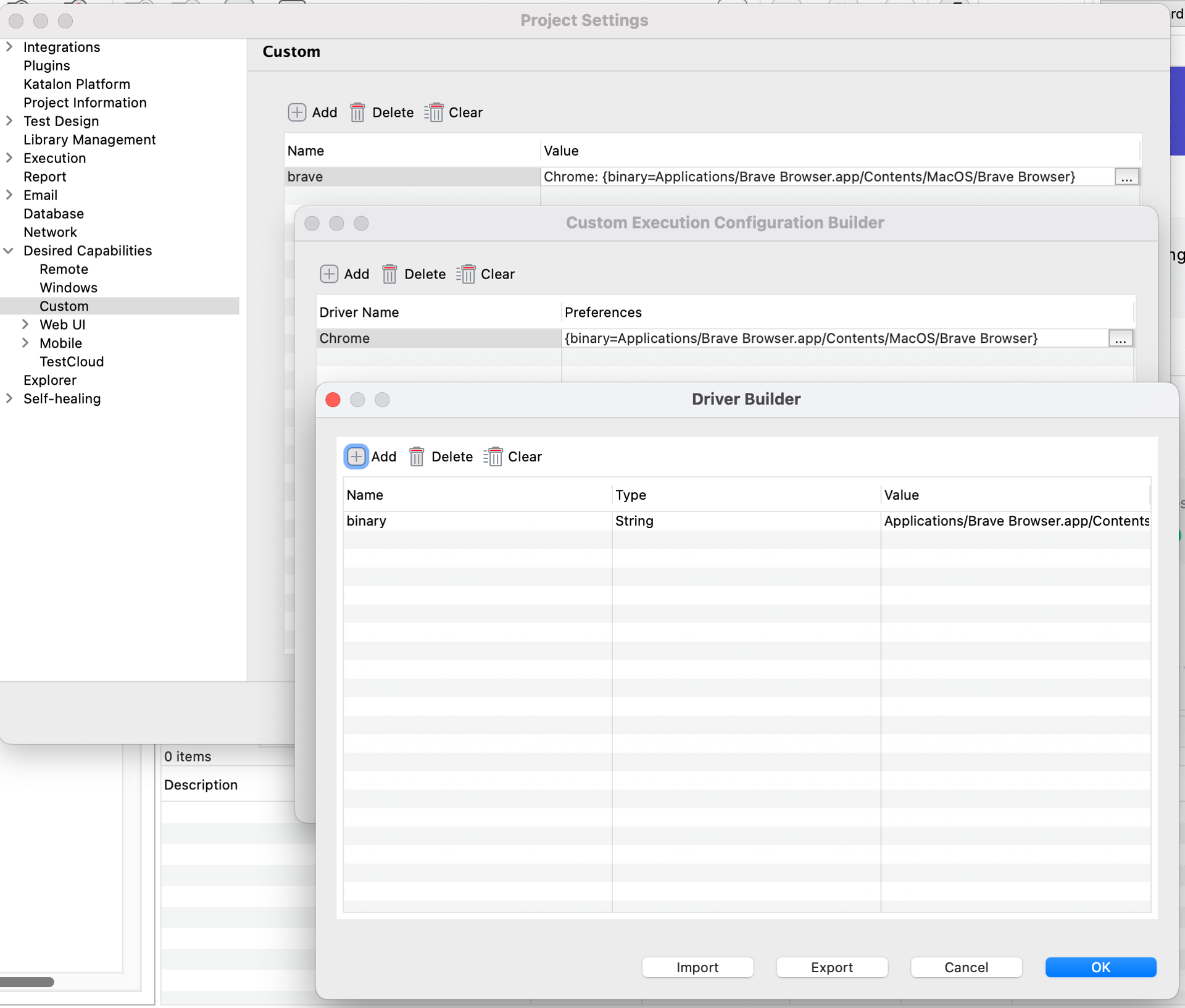 Configure Brave browser binary path on macOS