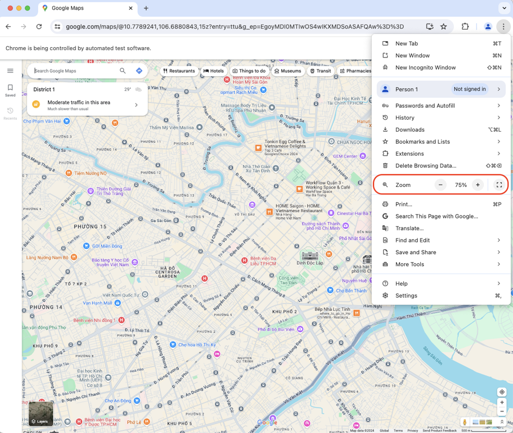 Browser zoom level applied in headless execution