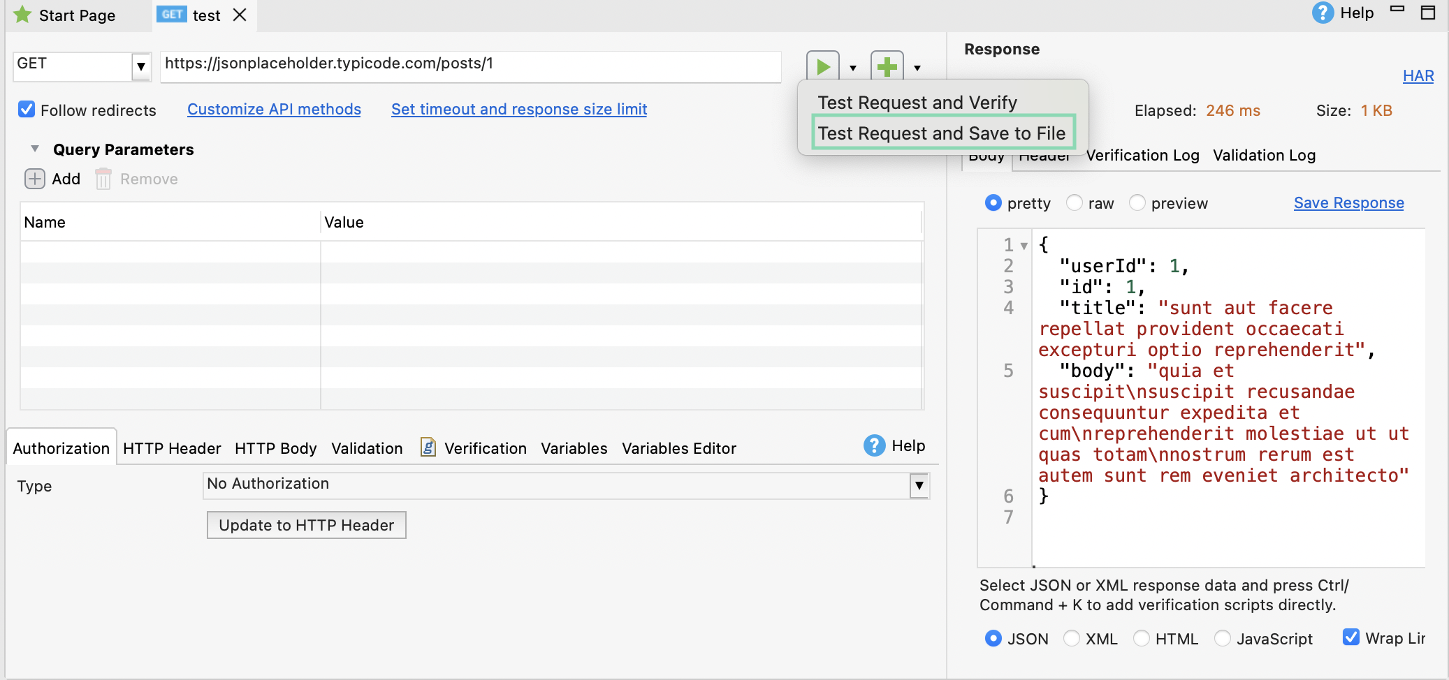 Verify the RESTful object