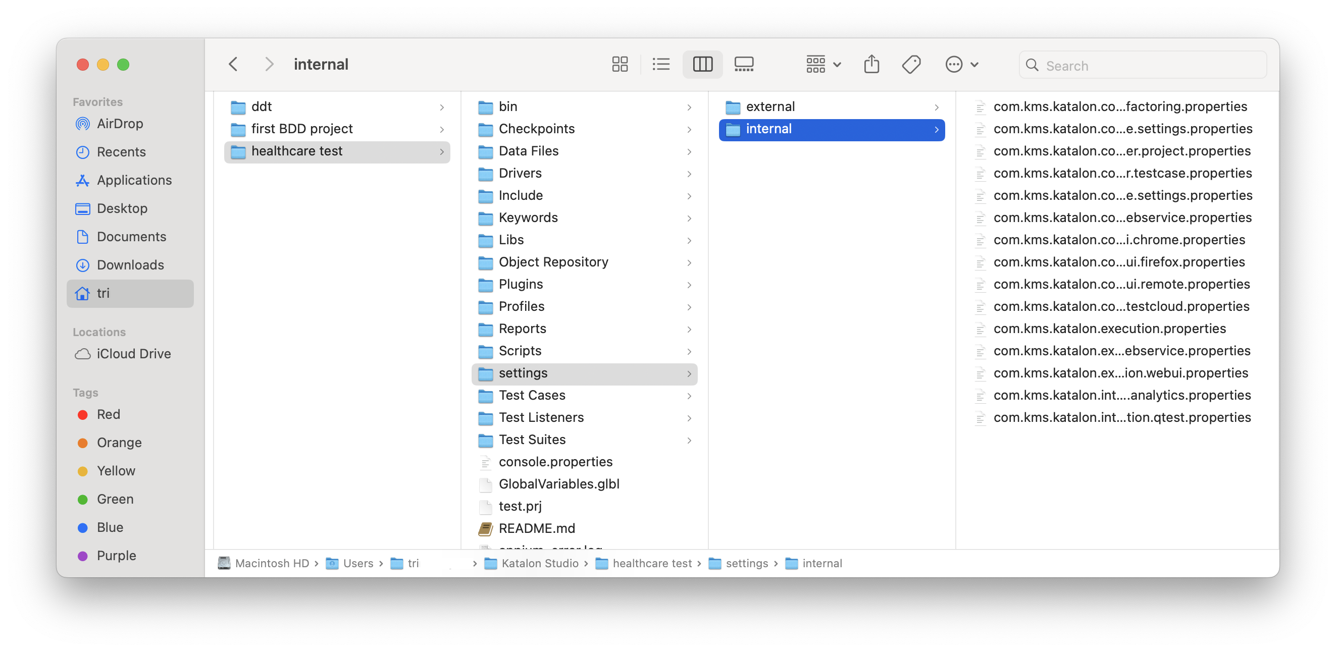 Settings files for desired caps