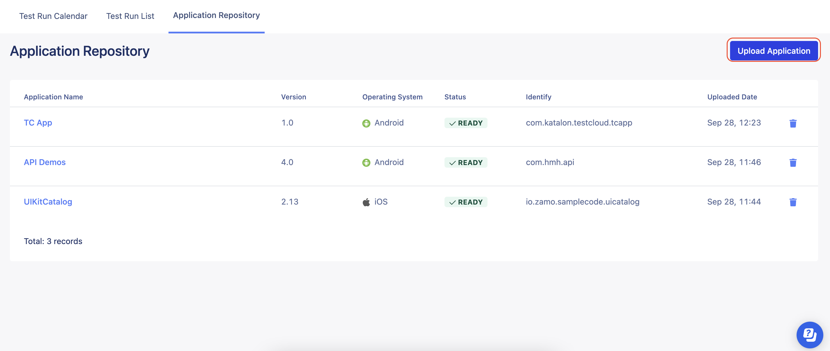Application repository list