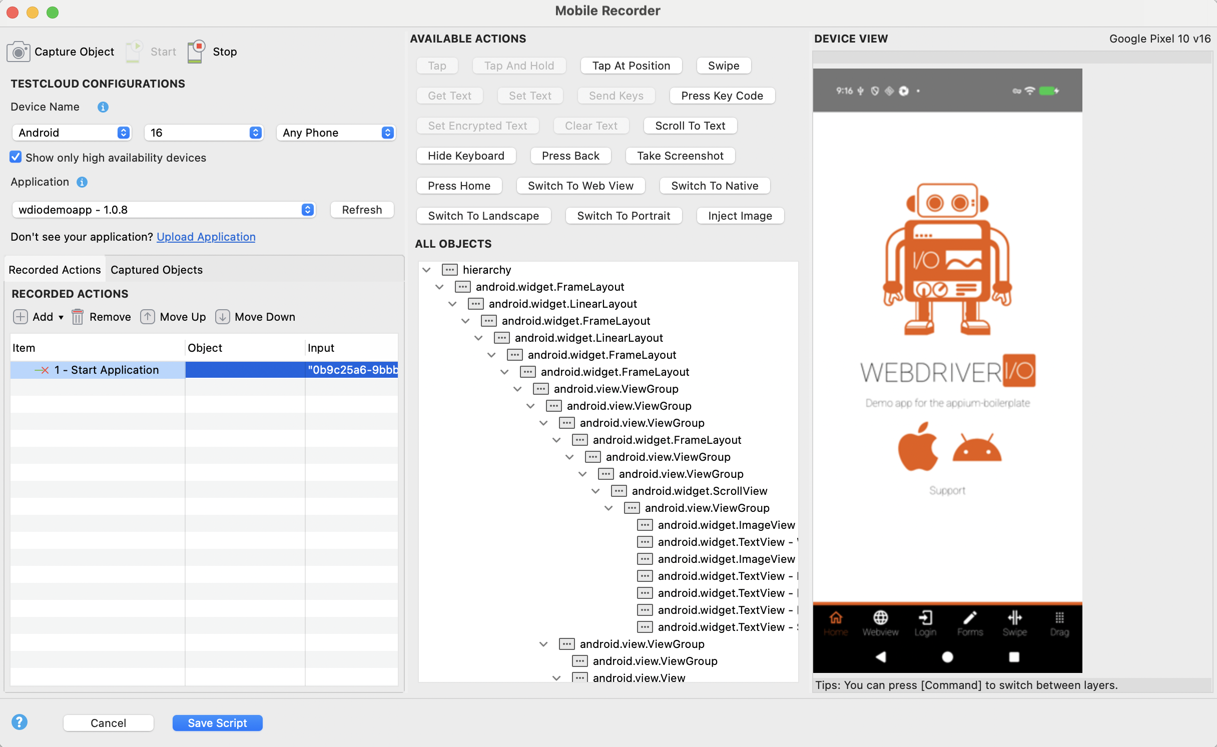 Mobile recorder full screen
