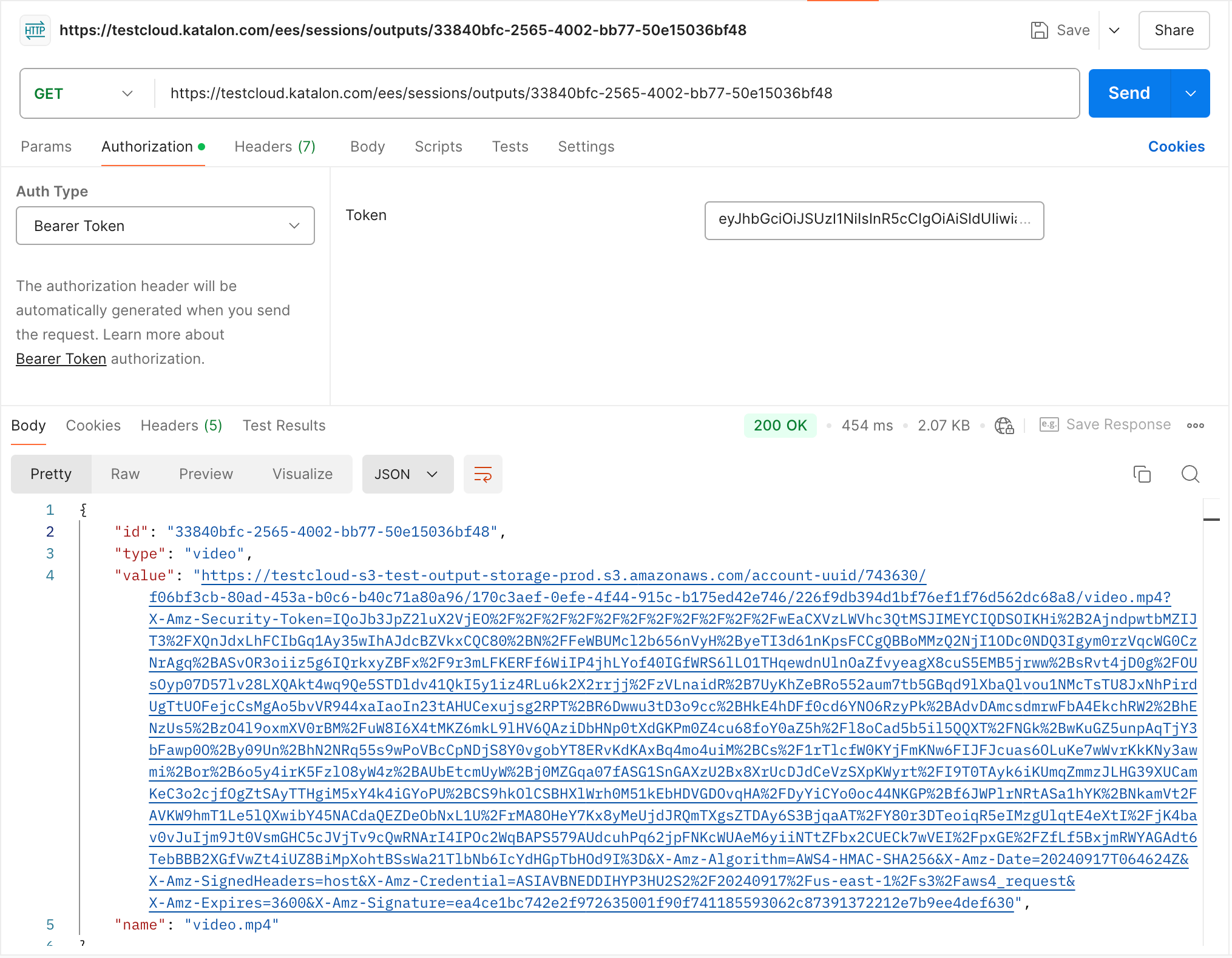 Download artifact response