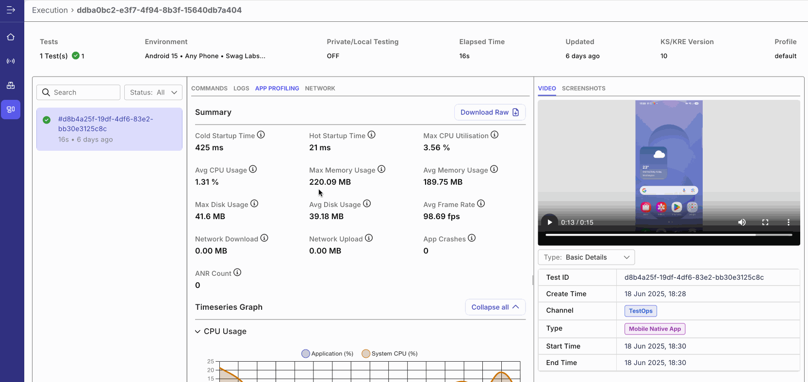 TestCloud app profiling