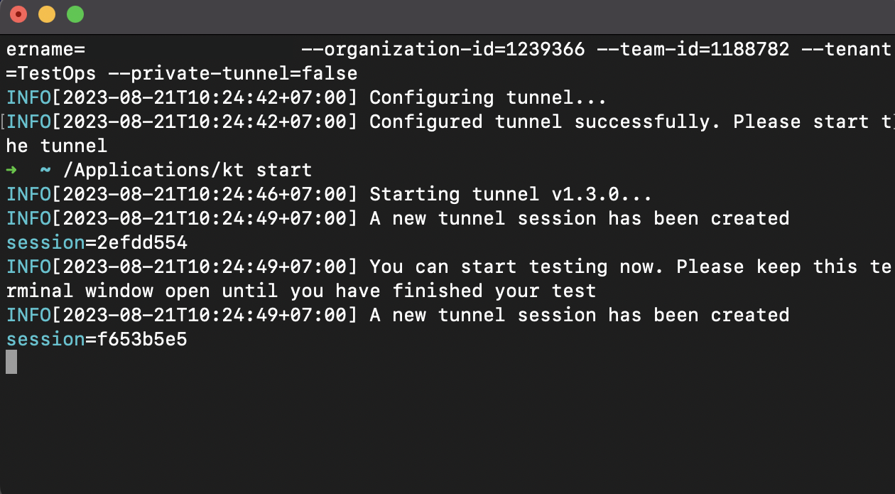Start a tunnel