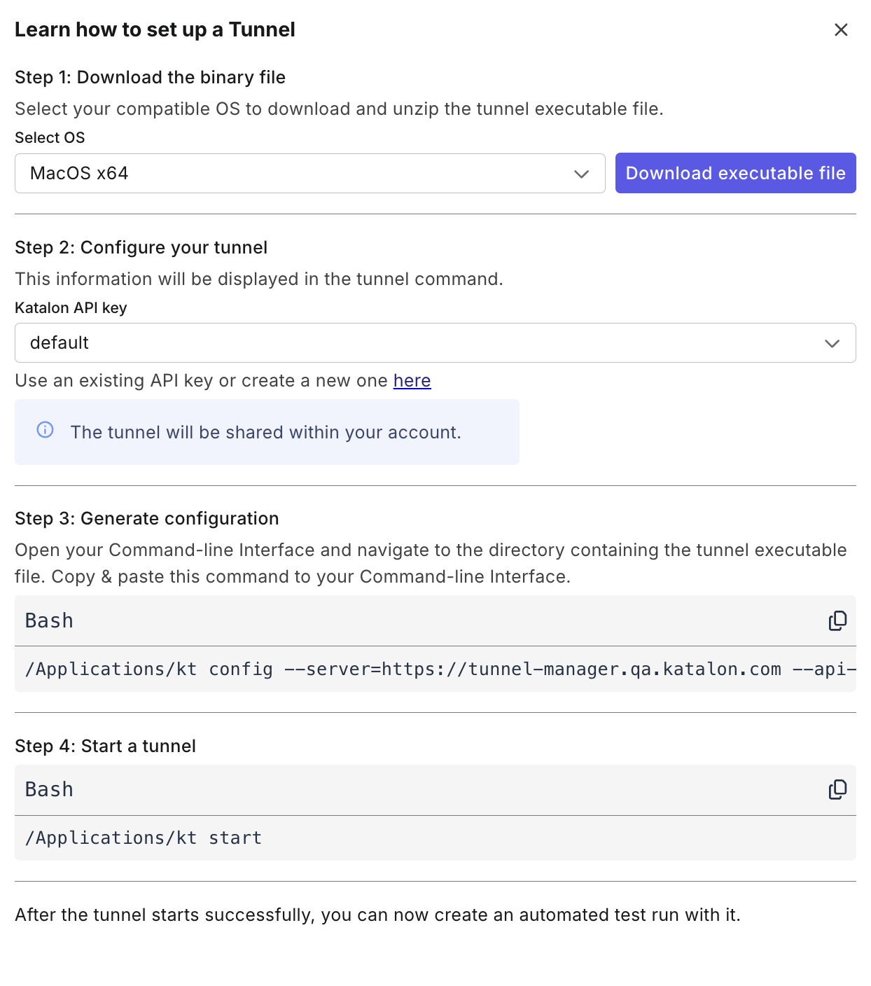 Set up TestCloud tunnel