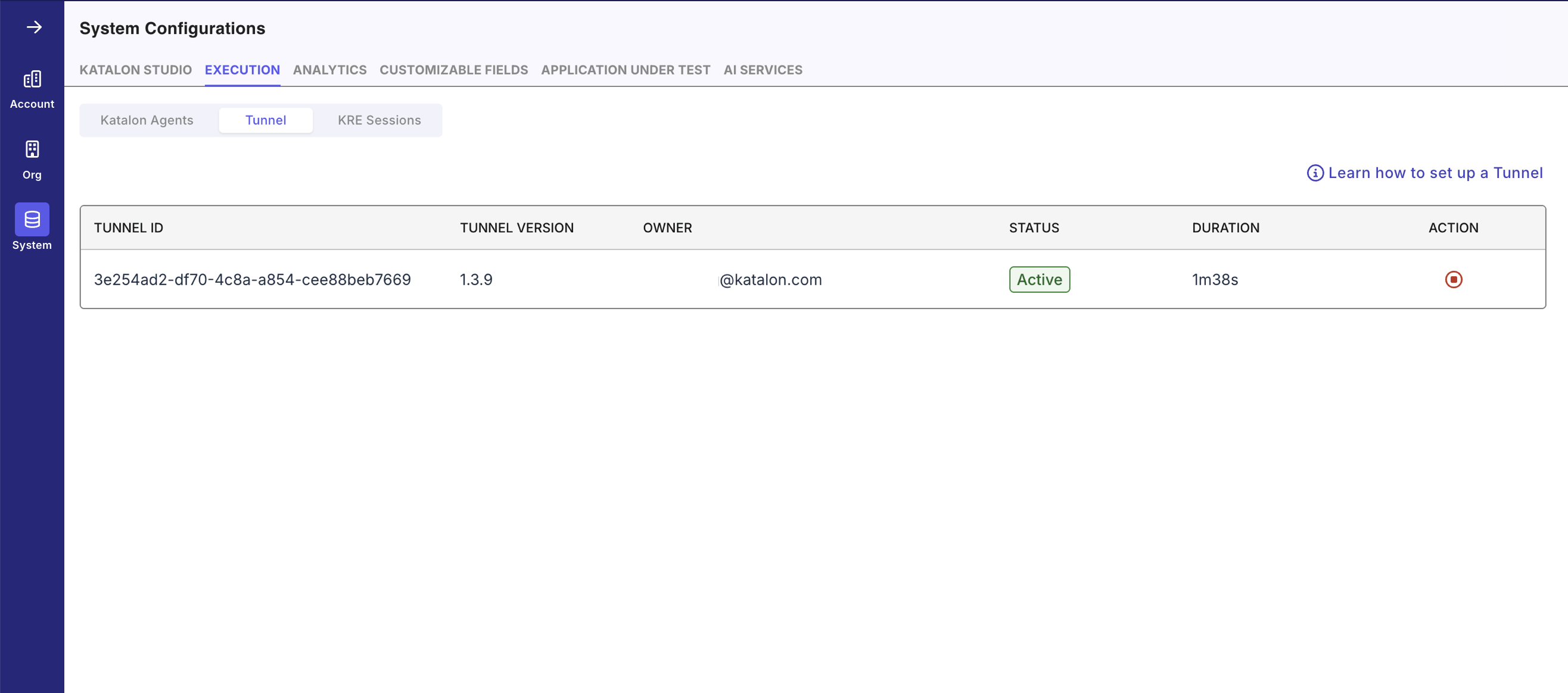 Validate TestCloud tunnel active