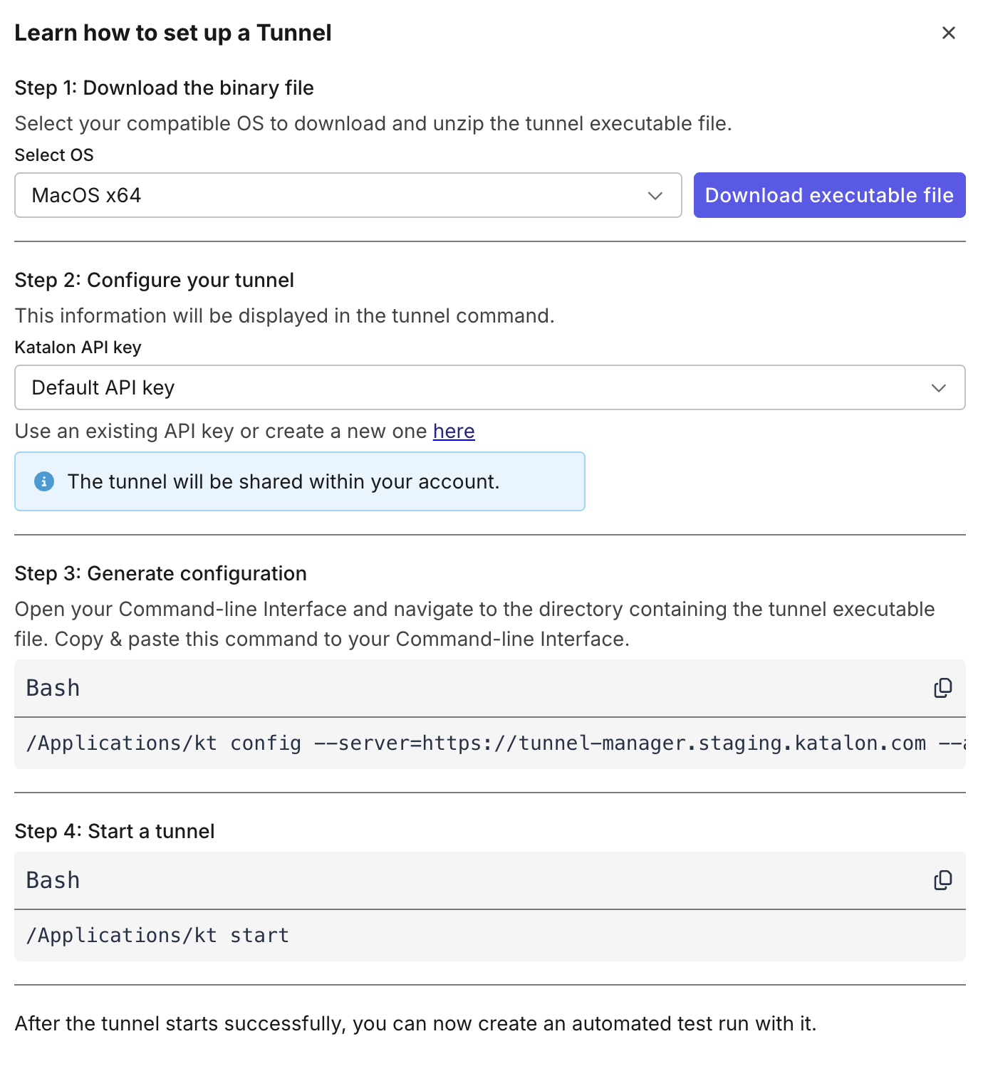 Set up TestCloud tunnel