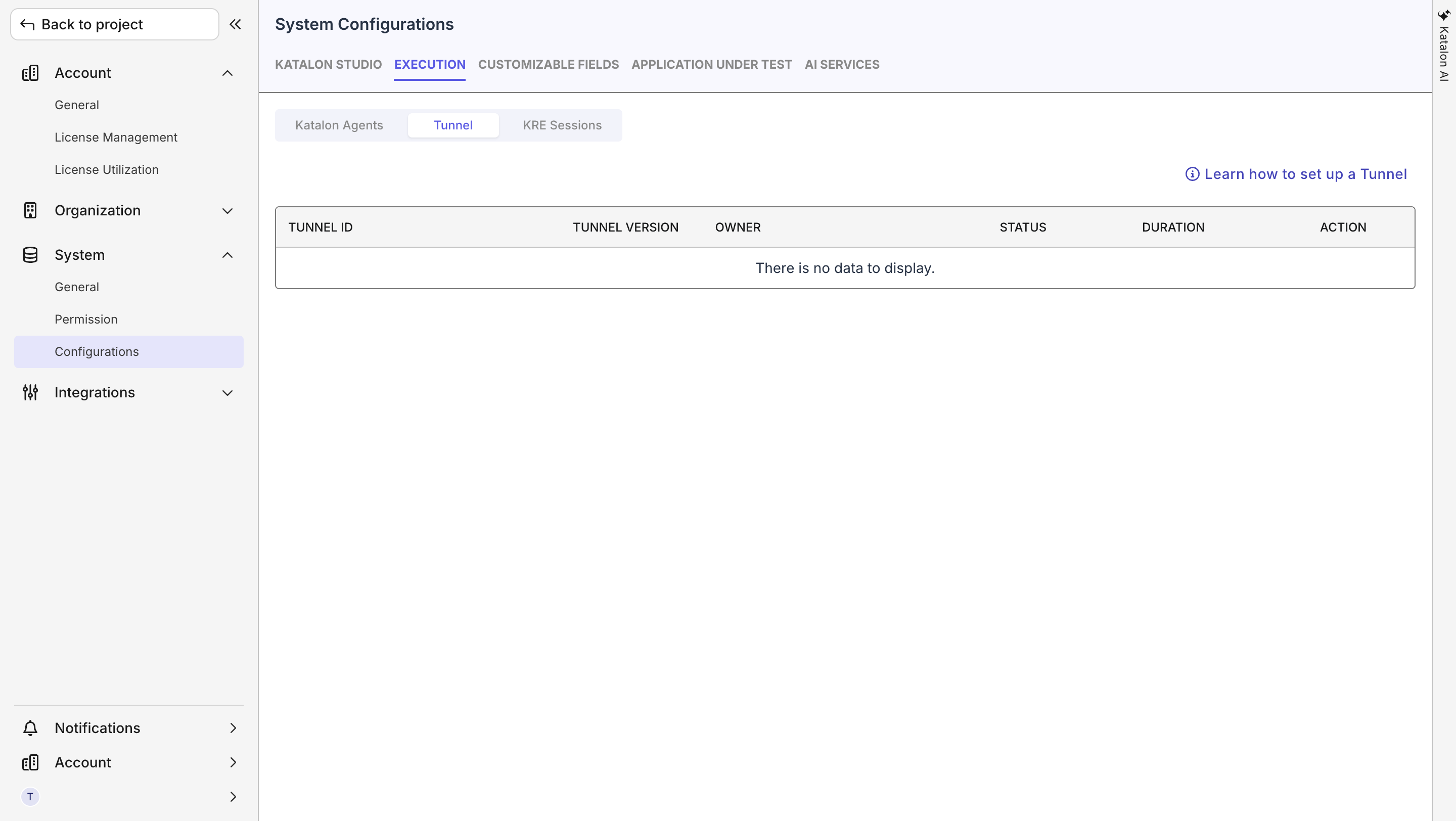 TestCloud tunnel page