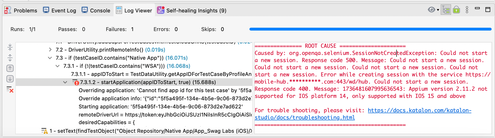 Unable to start a new TestCloud session