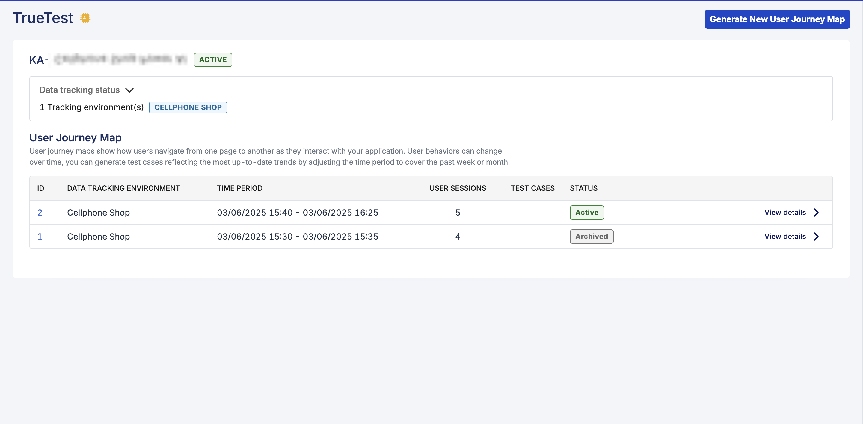TrueTest journey maps in TestOps