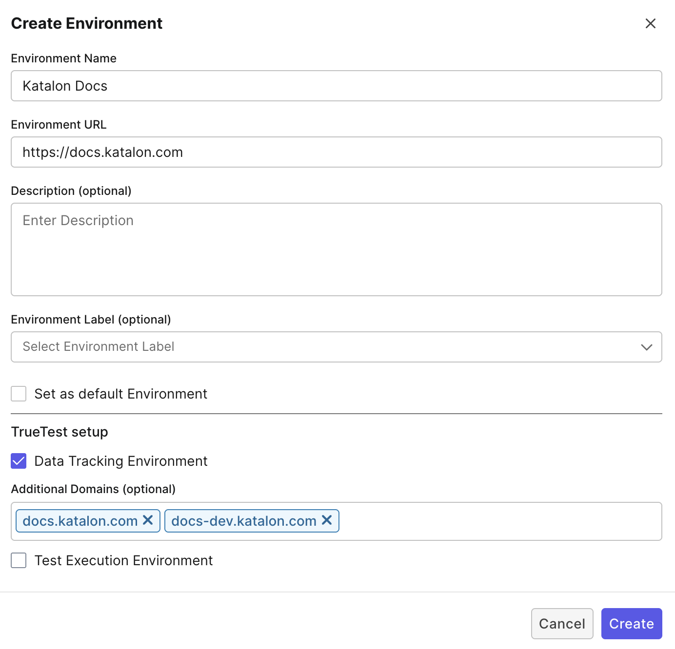 Create data tracking environment