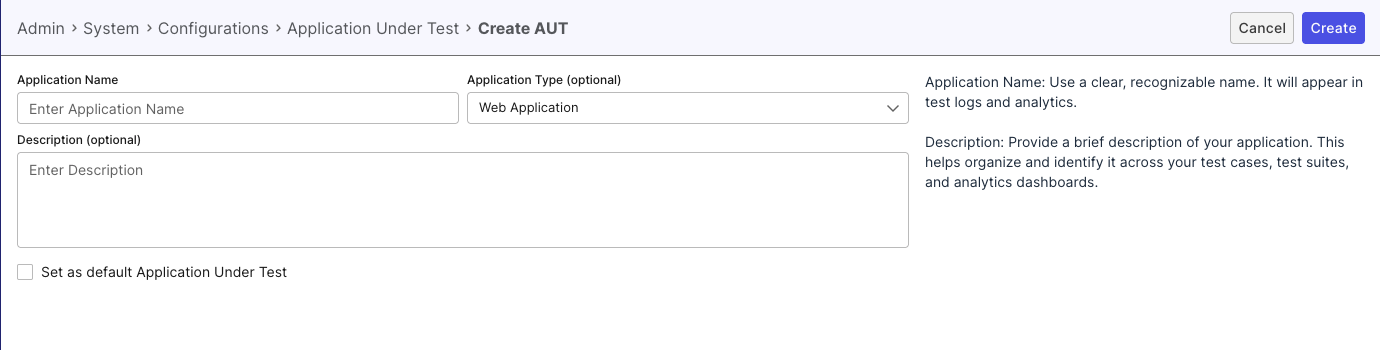 Create new AUT page