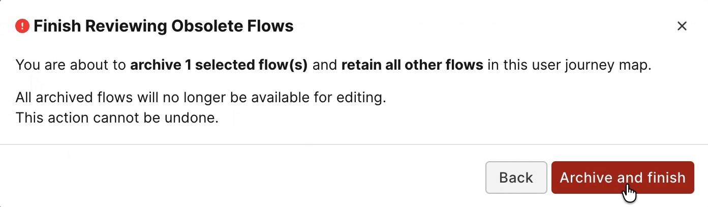 Archiving flows confirmation dialog