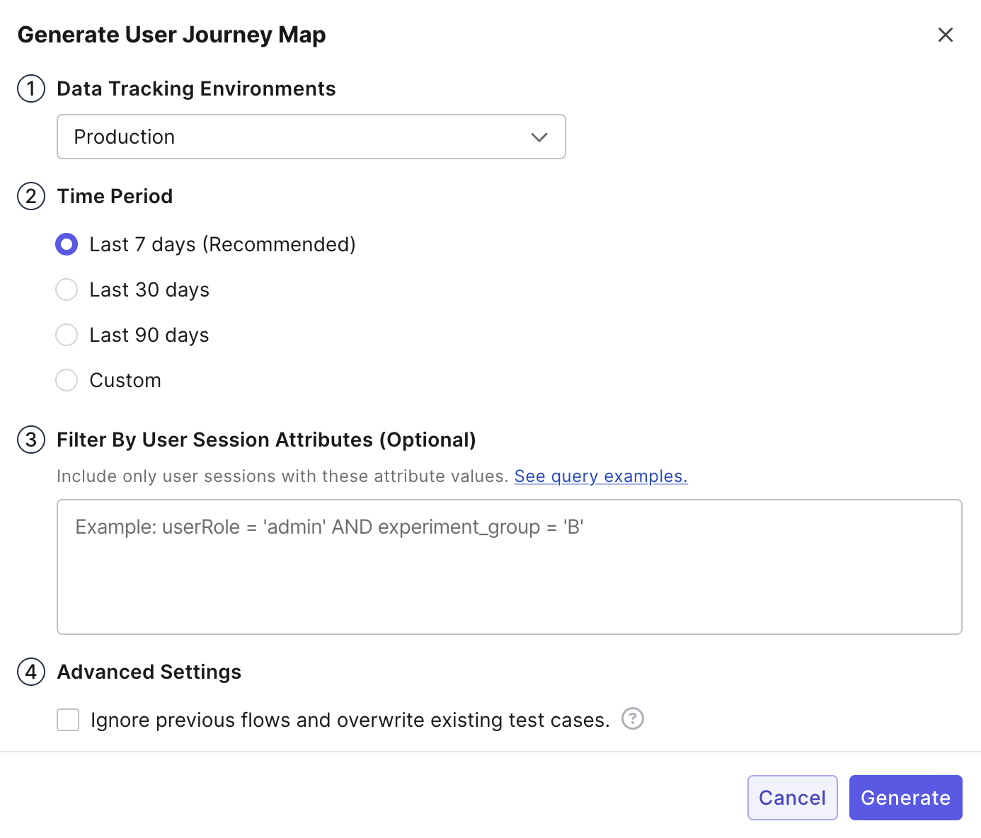 Generate map with attributes filter