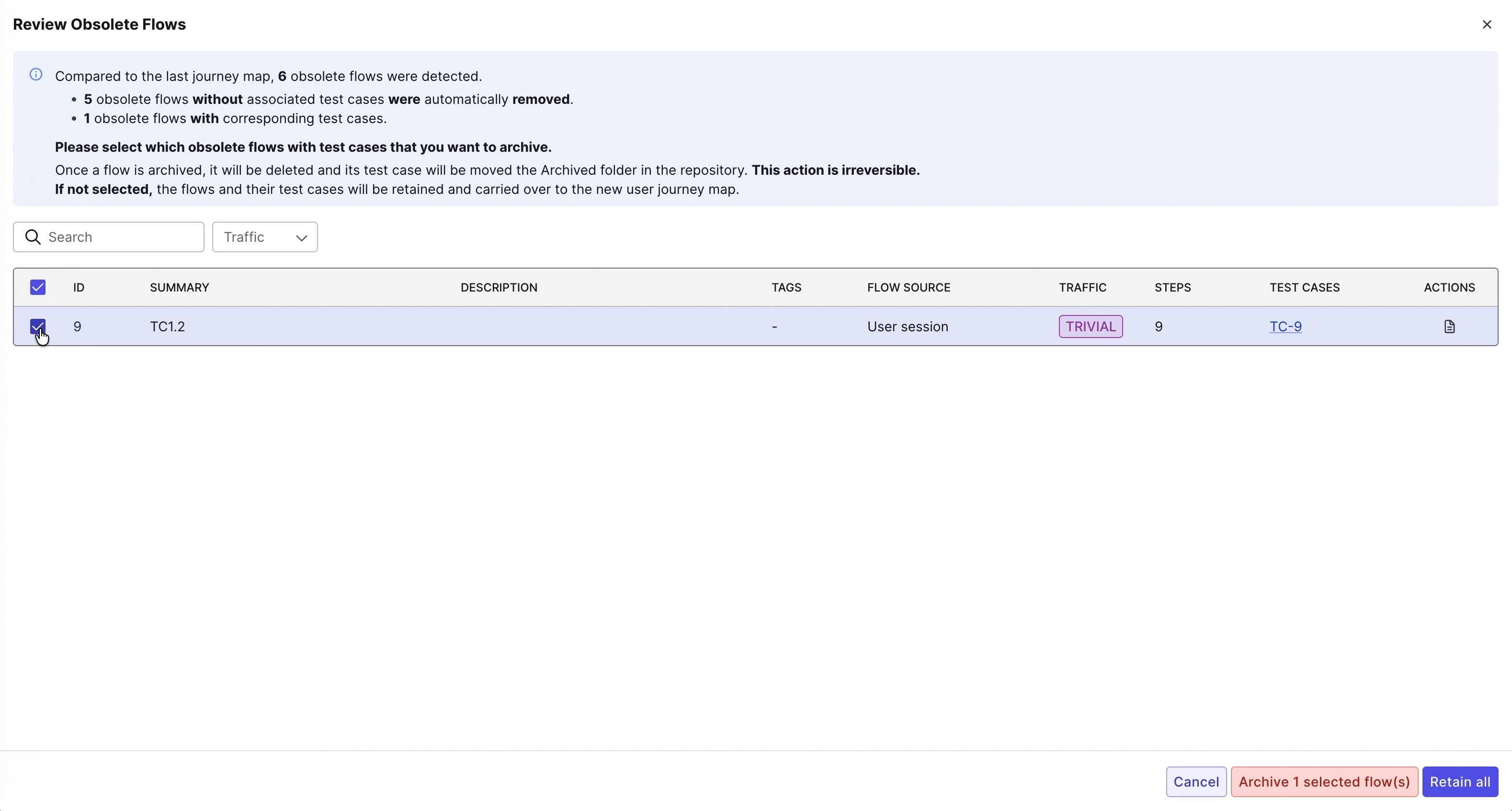 Select flows to archive