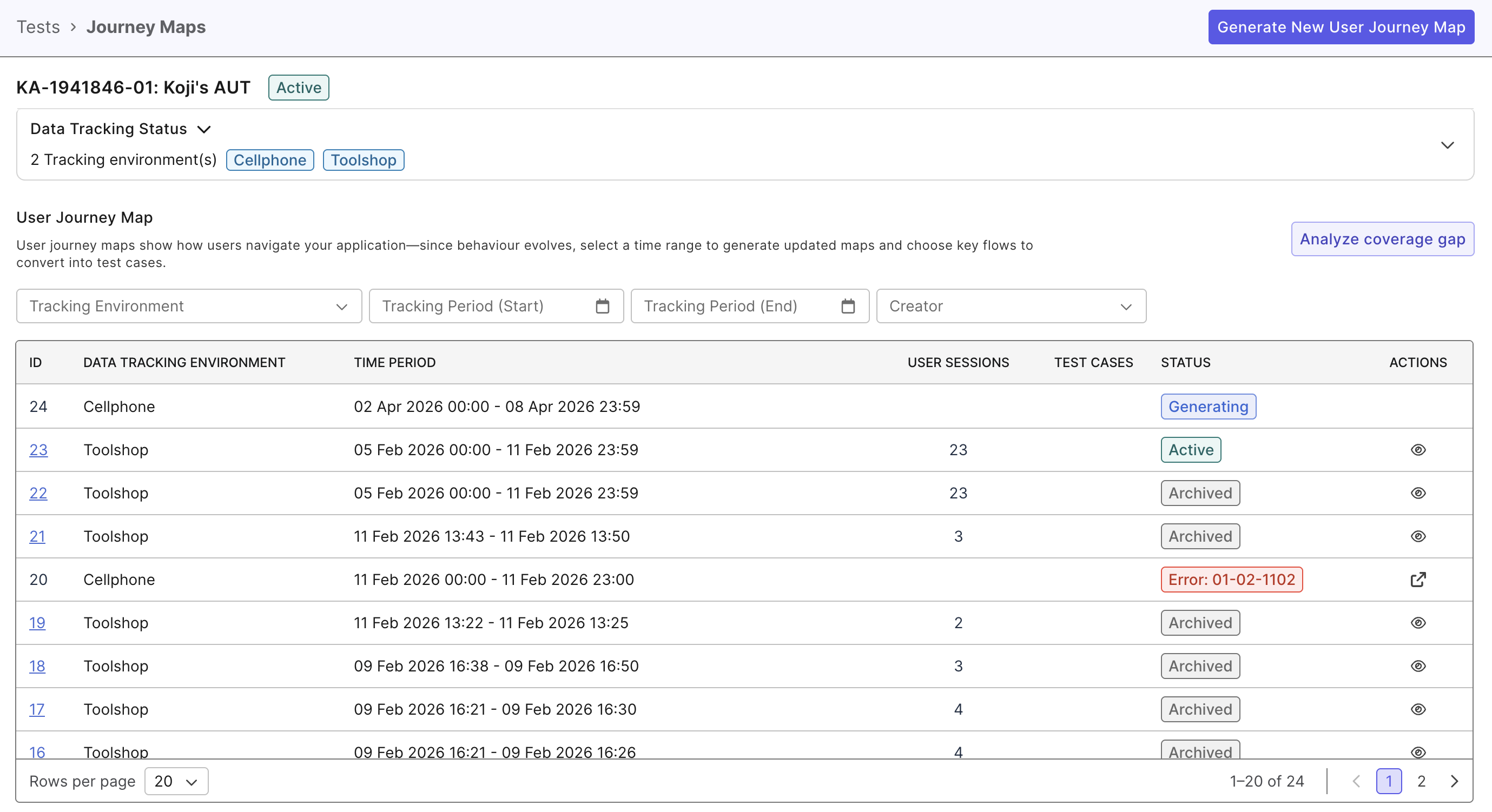 TrueTest journey maps in True Platform